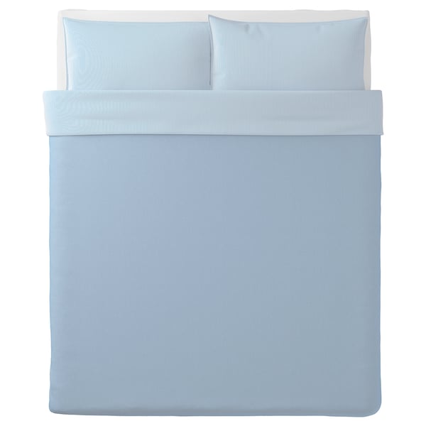 BLÅVINDA duvet cover and pillowcase(s), light blue, Full/Queen (Double