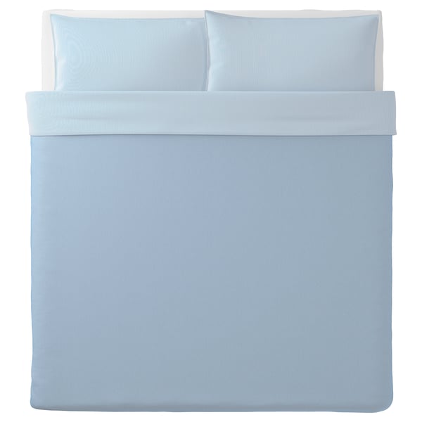 BLÅVINDA duvet cover and pillowcase(s), light blue, King IKEA CA