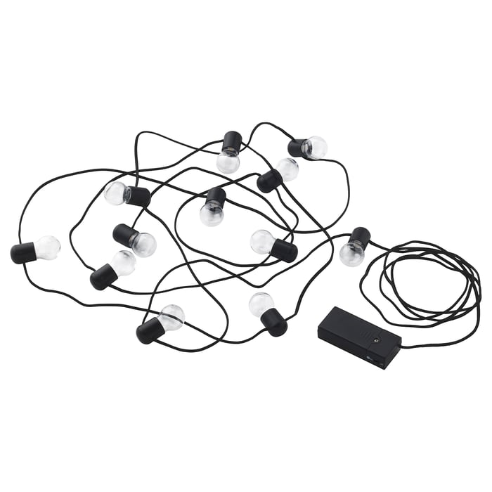 BLÖTSNÖ LED string light with 12 lights, indoor/battery operated black IKEA CA