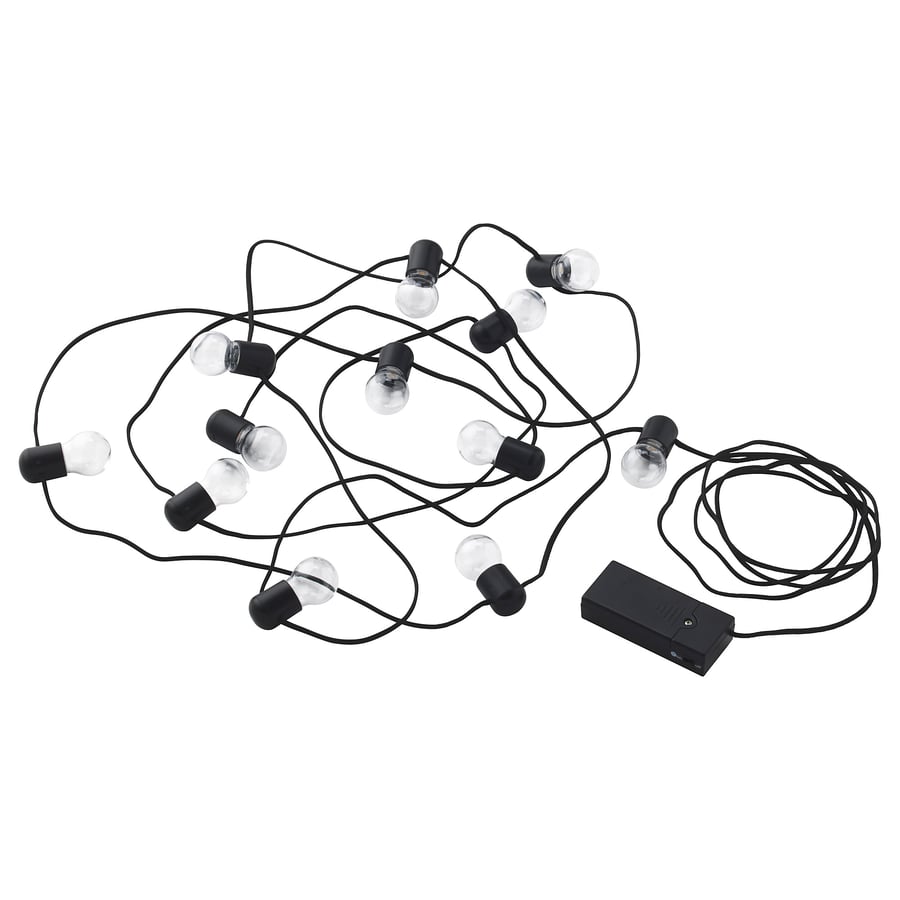BLÖTSNÖ LED string light with 12 lights, indoor/battery operated black IKEA CA