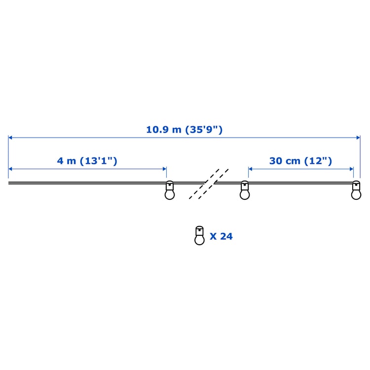 BLÖTSNÖ LED string light with 24 lights, indoor black IKEA CA