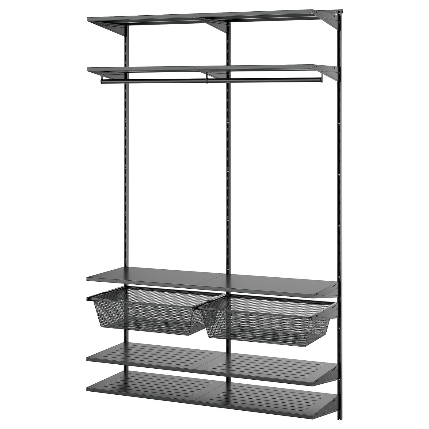 BOAXEL wardrobe combination, anthracite/metal, 125x40x201 cm (491
