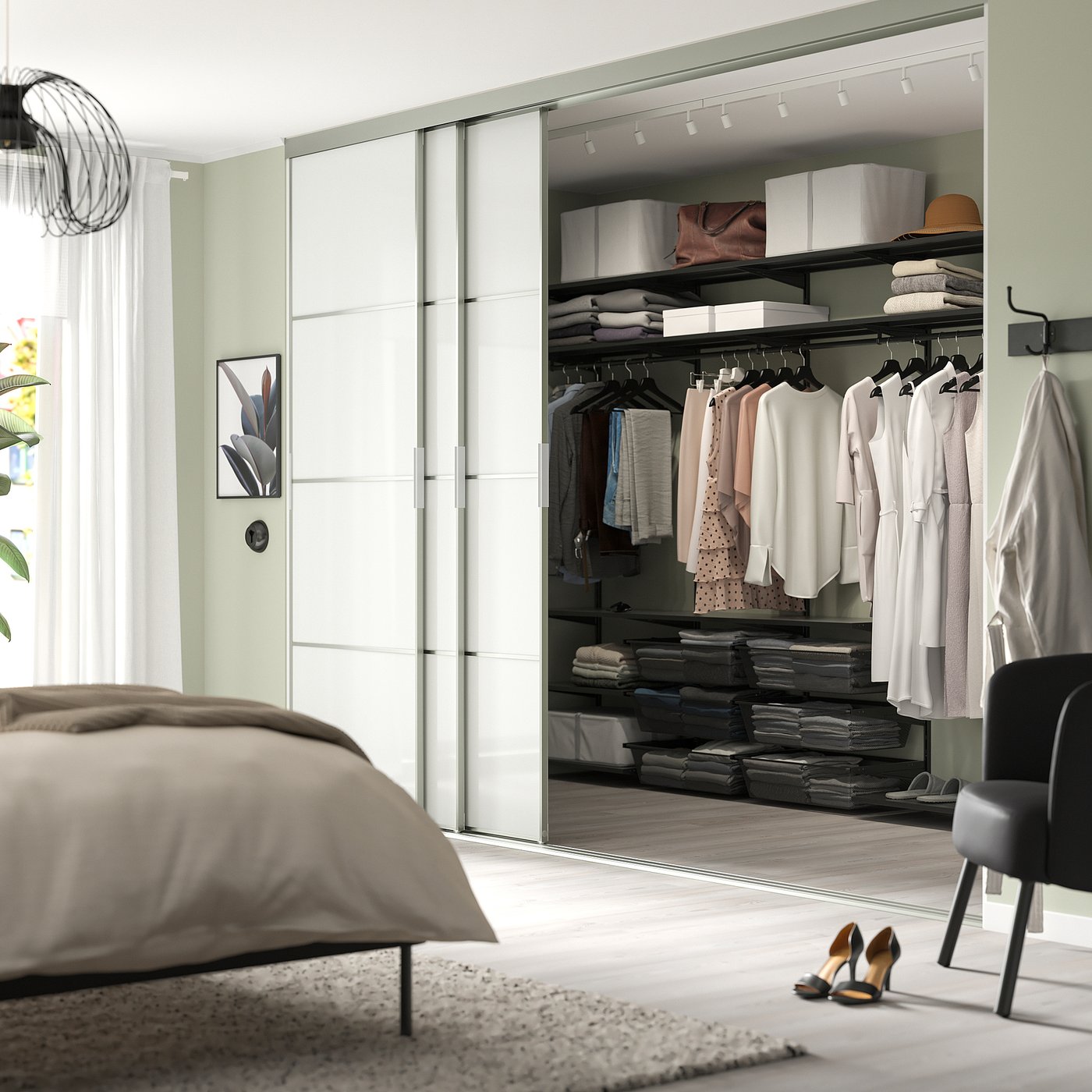 BOAXEL wardrobe combination, anthracite/metal, 245x40x201 cm (963