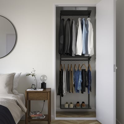 BOAXEL Wardrobe combination, anthracite, 24 3/8x15 3/4x79 "