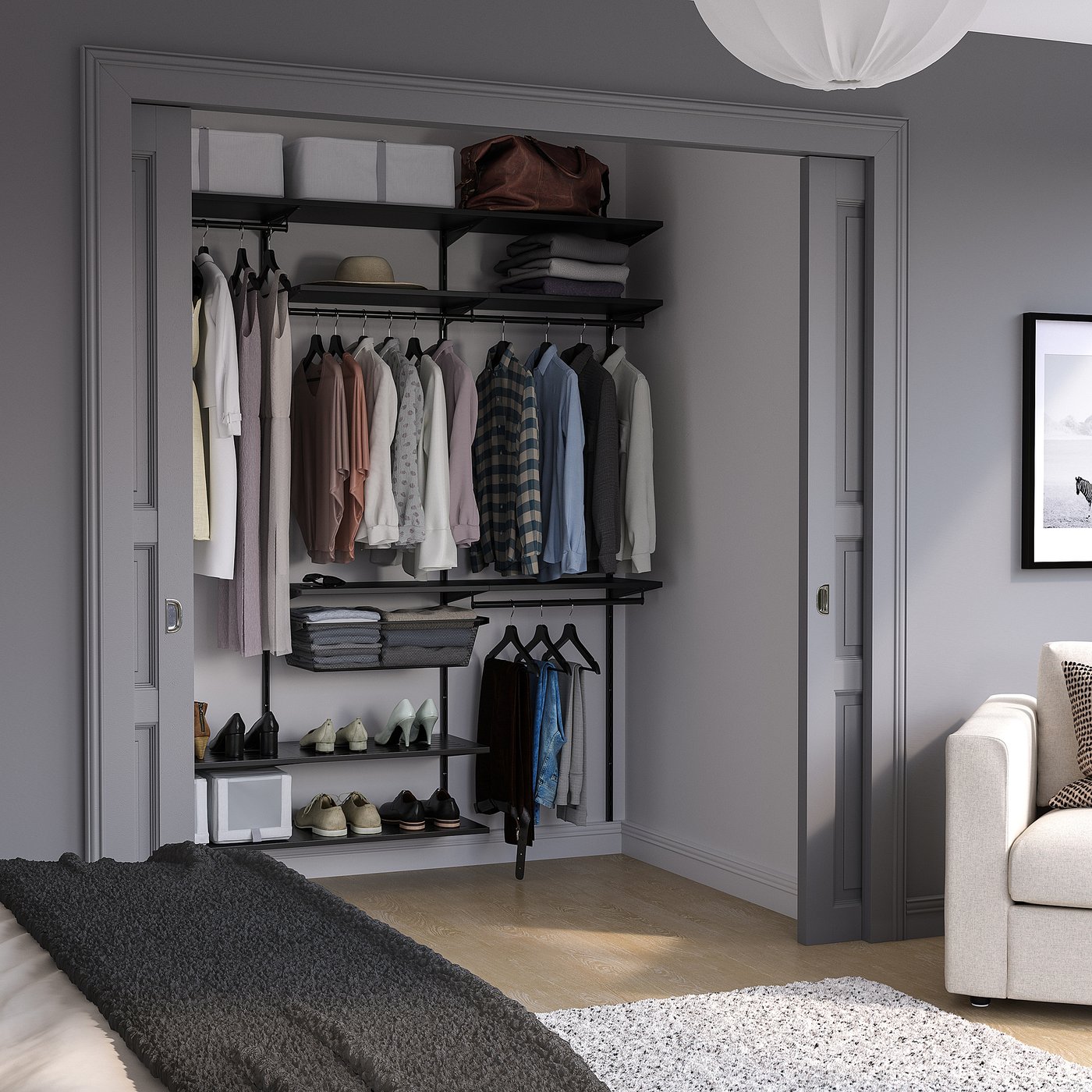 ♡✧a*closet ✧♡ BOAXEL wardrobe combination, anthracite, 187x40x201 cm (733