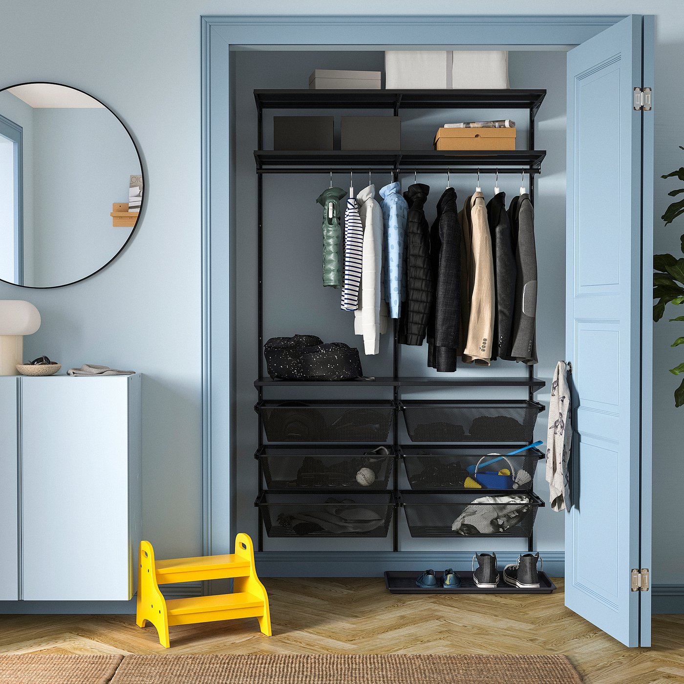 BOAXEL wardrobe combination, anthracite, 125x40x201 cm (491/8x153