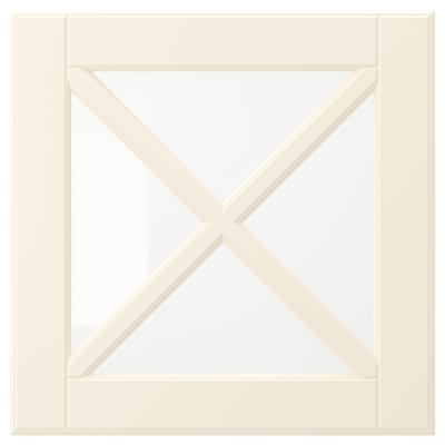 BODBYN Glass door with crossbar, off-white, 15x15 "