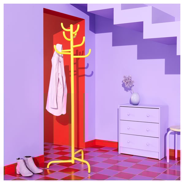 BONDSKÄRET Hat and coat stand, yellow, 68 7/8 "