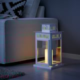 BORRBY Lantern for block candle, indoor/outdoor white, 17 ¼ "