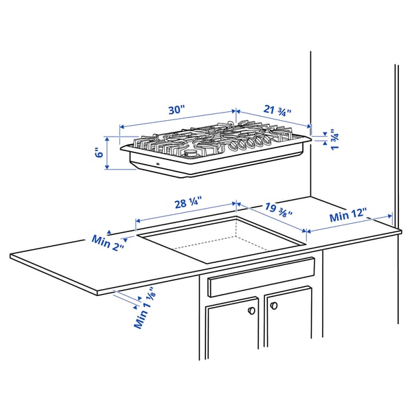 BRÄNNPUNKT Gas cooktop, Stainless steel, 30 "