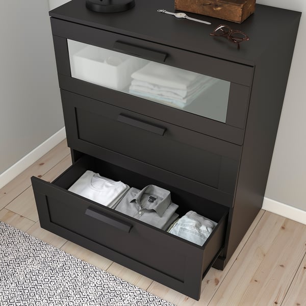 BRIMNES 3-drawer chest, black, 30 3/4x37 3/8 "