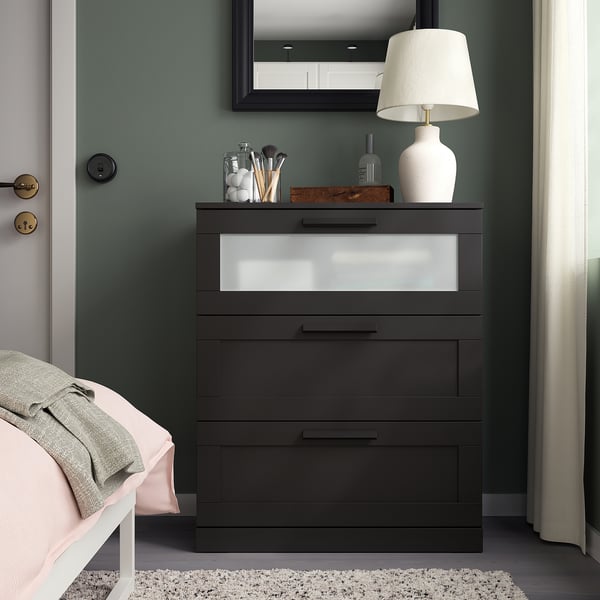 BRIMNES 3-drawer chest, black, 30 3/4x37 3/8 "