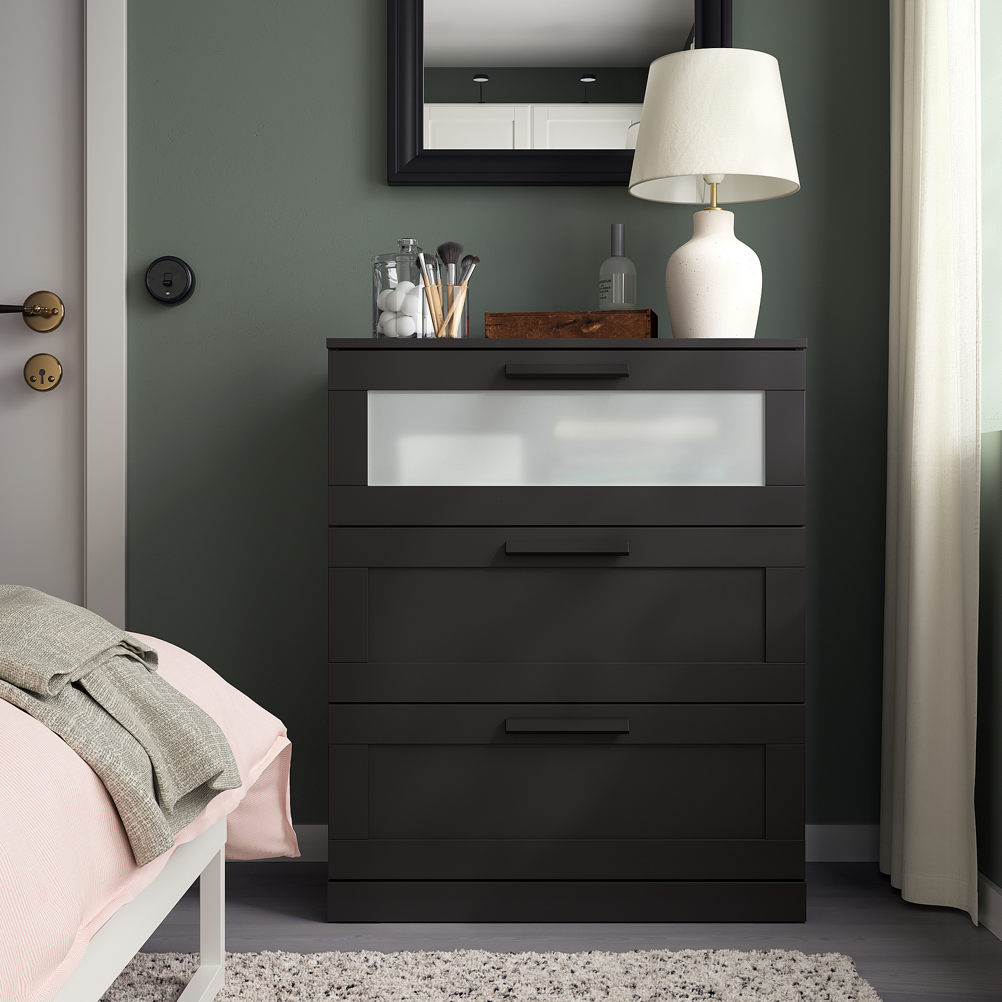 BRIMNES 3-drawer chest, black, 30 3/4x37 3/8 "
