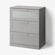 BRIMNES 3-drawer chest, gray/frosted glass, 30 3/4x18 1/8x37 3/8 "