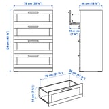 BRIMNES 4-drawer dresser, gray/frosted glass, 30 3/4x48 7/8 "