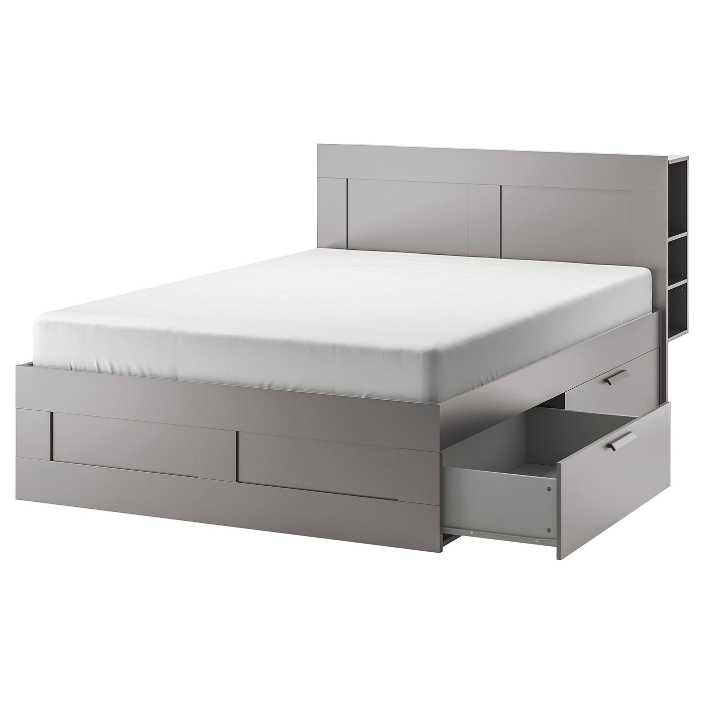ベッドフレーム IKEA BRIMNES BRIMNES bed frame with storage, white/Luröy, Queen - IKEA CA