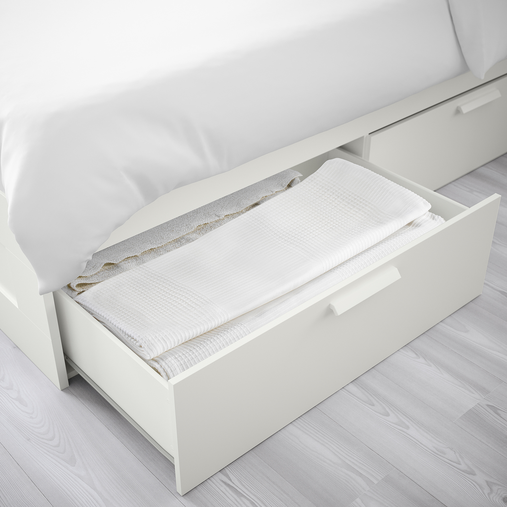 BRIMNES Bed frame with storage white/Luröy IKEA