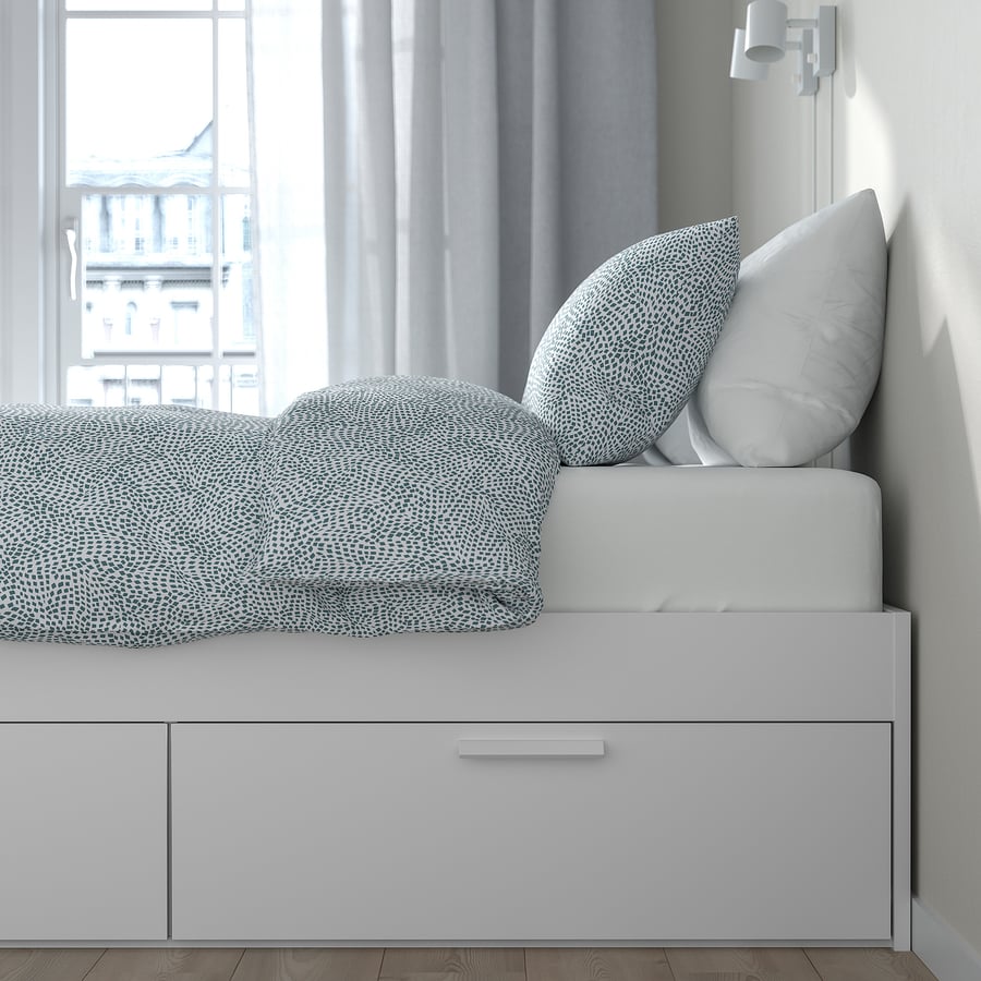 BRIMNES bed frame with storage, white/Luröy, Full IKEA CA