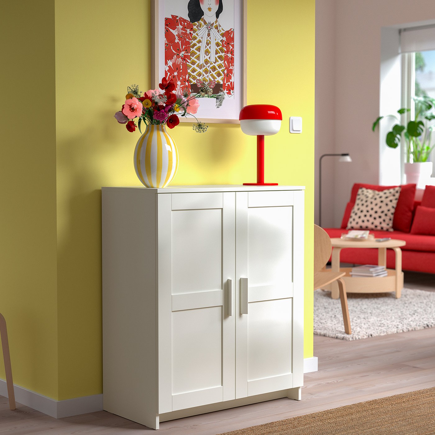 BRIMNES cabinet with doors, white, 78x95 cm (303/4x373/8