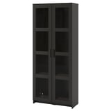 BRIMNES Glass-door cabinet, black, 31 1/2x74 3/4 "