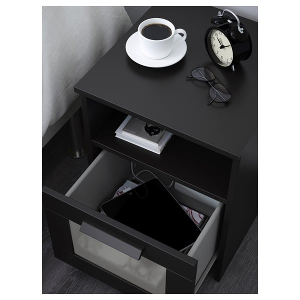 BRIMNES nightstand, black, 39x41 cm (153/8x161/8") IKEA CA