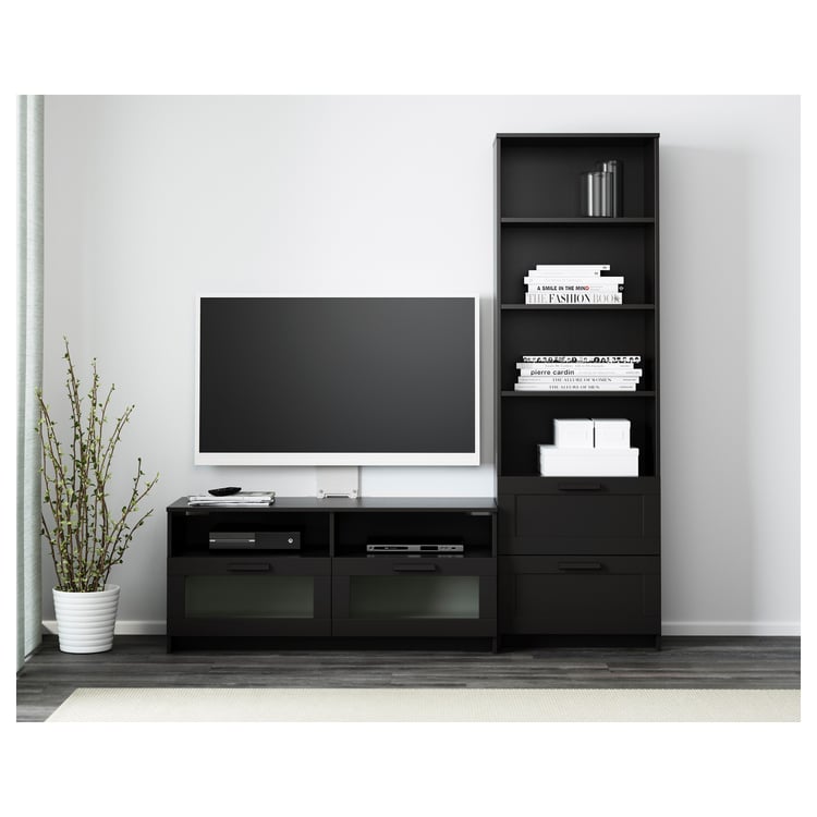 BRIMNES TV storage combination, black, 180x41x190 cm (707/8x161/8x743/4") IKEA CA