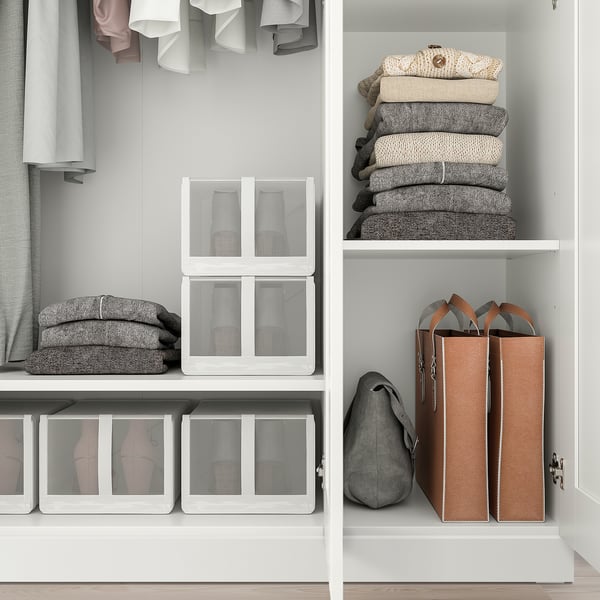 BRIMNES Wardrobe with 3 doors, white, 46x74 3/4 "