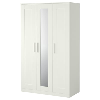 BRIMNES Wardrobe with 3 doors, white, 46x74 3/4 "