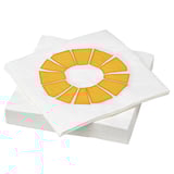BRÖGGAN Paper napkin, white/yellow, 13x13 "