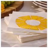 BRÖGGAN Paper napkin, white/yellow, 13x13 "