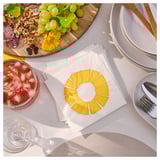 BRÖGGAN Paper napkin, white/yellow, 13x13 "
