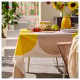 BRÖGGAN Tablecloth, dot pattern white/yellow, 57x126 "