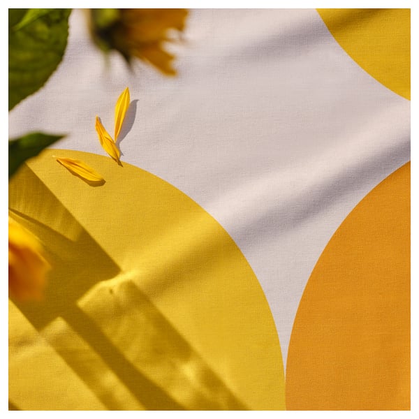 BRÖGGAN Tablecloth, dot pattern white/yellow, 57x126 "