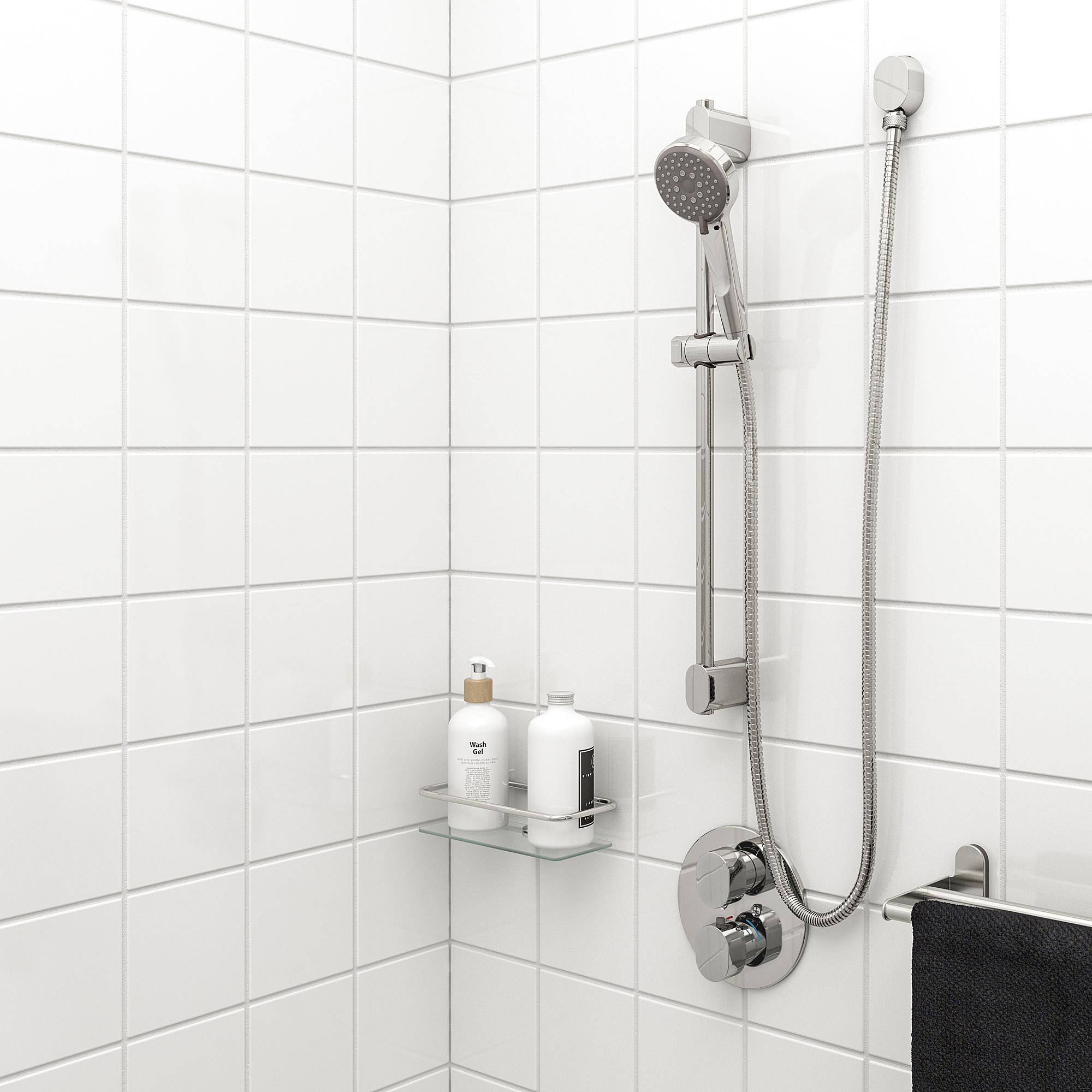 BROGRUND Riser rail with hand shower/outlet, chrome plated