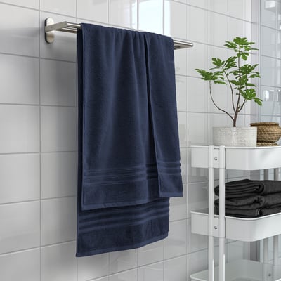 BROKGLIM Bath towel, dark blue, 28x55 "