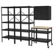 BROR Storage unit with cabinet + cart, black/pine plywood