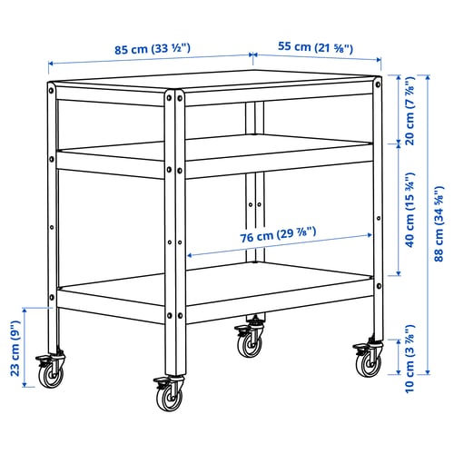 BROR Storage unit with cabinet + cart, black/pine plywood