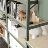 BROR Storage unit with cabinet + cart, gray-green/pine plywood