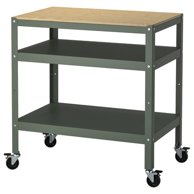 BROR Utility cart, gray-green/pine plywood, 33 1/2x21 5/8 "