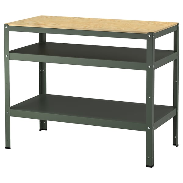 BROR Work bench, gray-green/pine plywood, 43 1/4x21 5/8 "