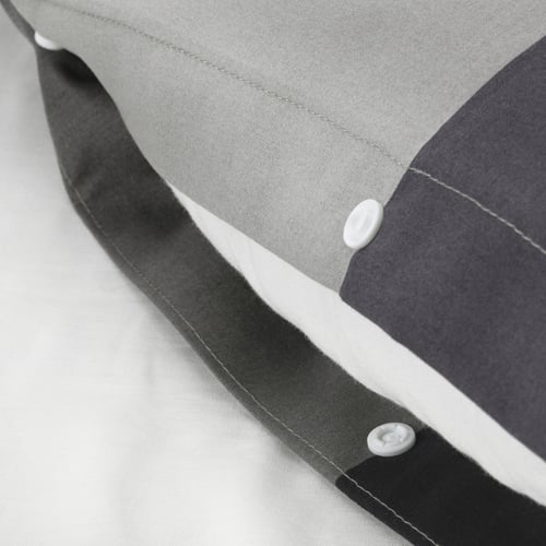 BRUNKRISSLA duvet cover and pillowcase(s), black, Full/Queen (Double