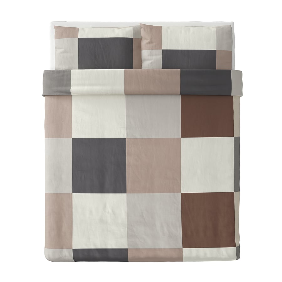 BRUNKRISSLA Duvet cover and pillowcase(s), brown, Full/Queen (Double