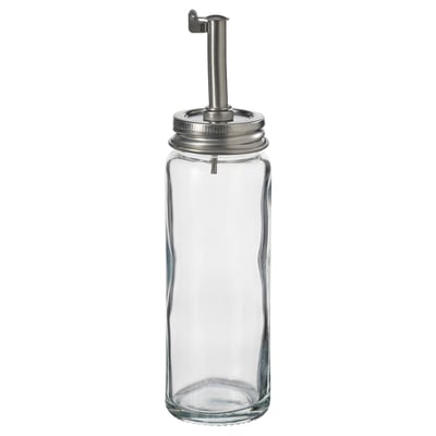 CITRONHAJ Oil/vinegar bottle, clear glass/stainless steel, 6 ¼ "