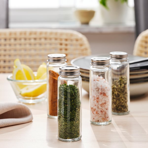 CITRONHAJ Spice jar, clear glass/stainless steel, 3 oz