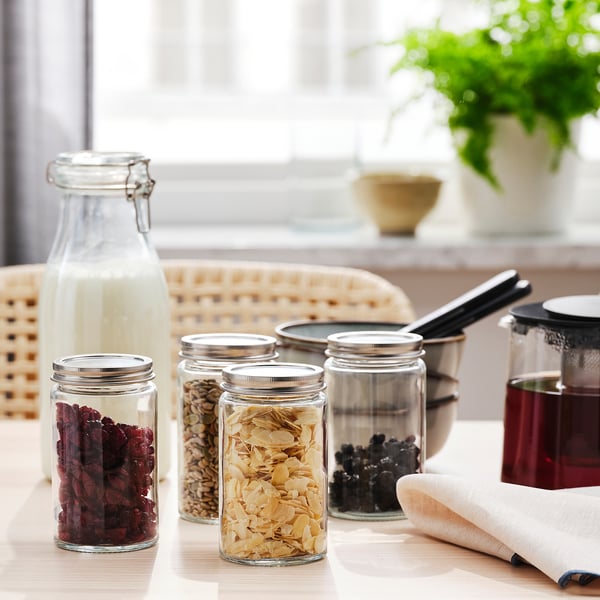 CITRONHAJ Spice jar, clear glass/stainless steel, 12 oz