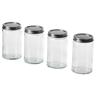 CITRONHAJ Spice jar, clear glass/stainless steel, 12 oz