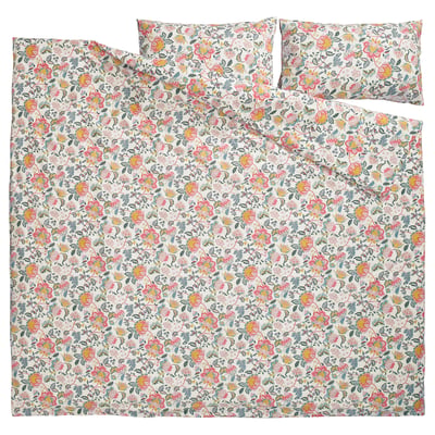 DAGGSALVIA Duvet cover and pillowcase(s), multicolor/floral pattern, King