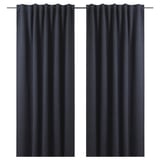 DAGÖGA Blackout curtains, 1 pair, blue-gray/with heading tape, 57x98 "
