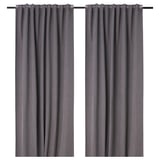 DAGÖGA Room darkening curtains, 1 pair, light gray/with heading tape, 57x98 "