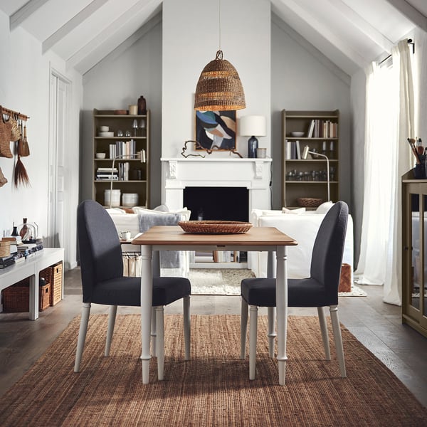 DANDERYD Drop-leaf table, oak veneer/white, 29 1/8/52 3/4x31 1/2 "